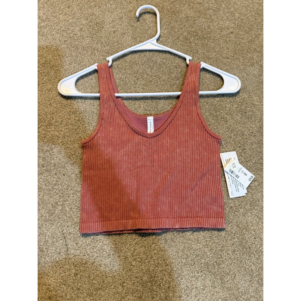 Womens Aeropostale Crop Ribbed Tank Top In Brick Color Size XS